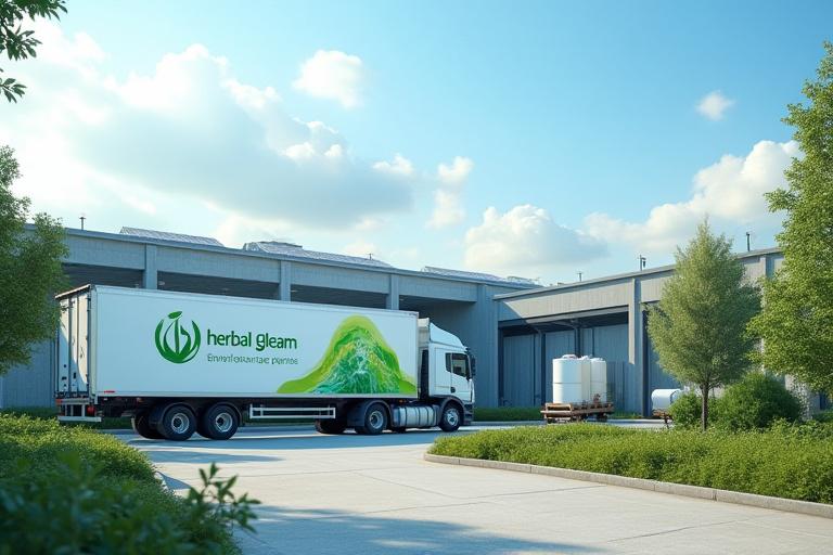 An industrial facility receiving a delivery of eco-friendly cleaning products.